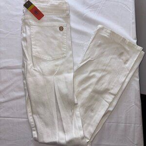 NEW NWT Tory Burch Classic Tory Bootcut Jean White size 27 Gold Buttons